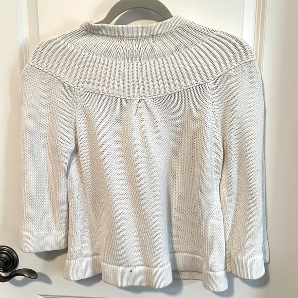 Michael Kors Cotton Blend Button Neck Ivory Cardigan Wrap Sweater - Picture 3 of 5